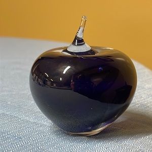Anton Intaglio Vintage Apple Cobalt Blue Art Glass